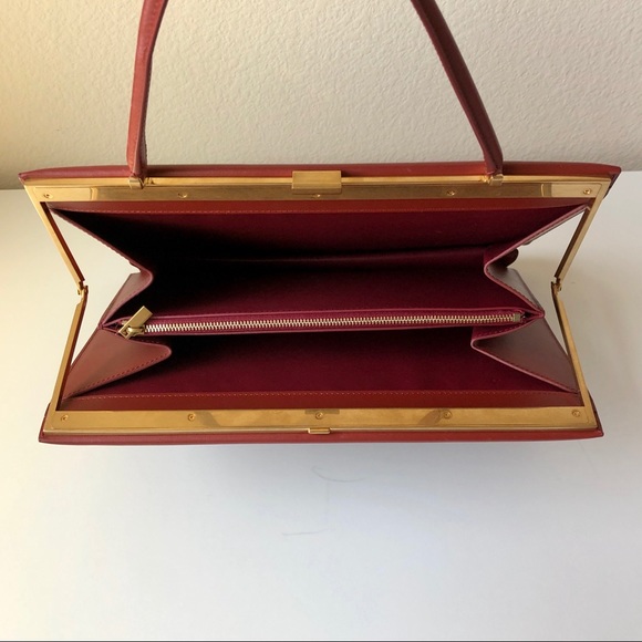 $3950 Mint CELINE Medium Clasp Bag in Red - Picture 4 of 10
